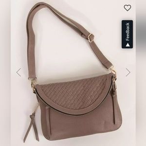 Tan Reversible Flap Crossbody Purse